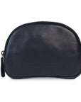 Romi leather purse in black, lightweight design with zip closure, perfect for organizing small goods.