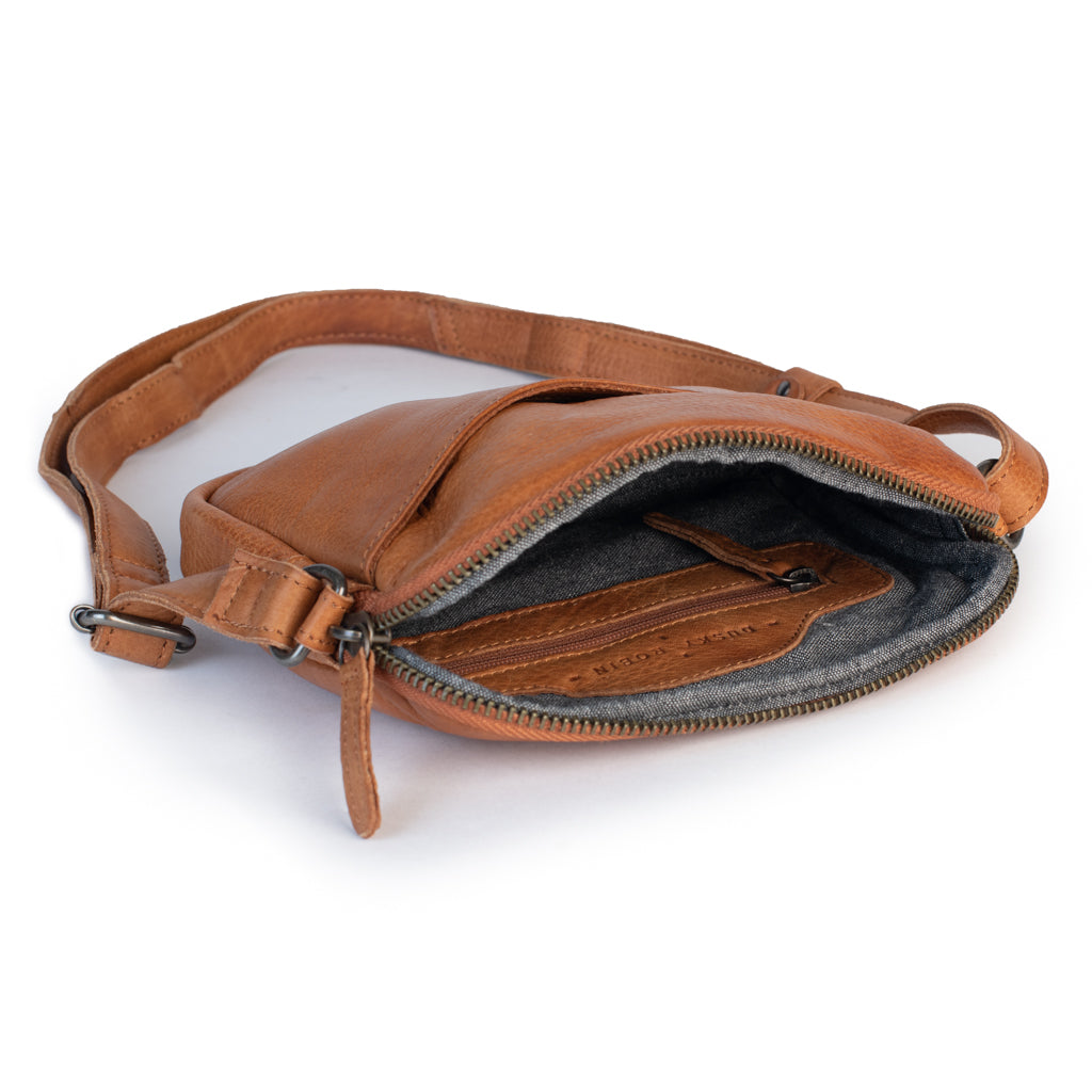 Emma Bag: Lightweight leather purse with internal zip pocket and external access for phone, perfect for any outing.