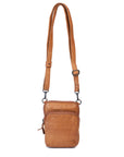 Sophie Bag: stylish leather purse with adjustable strap, two zippered pockets, lightweight and minimalist design.